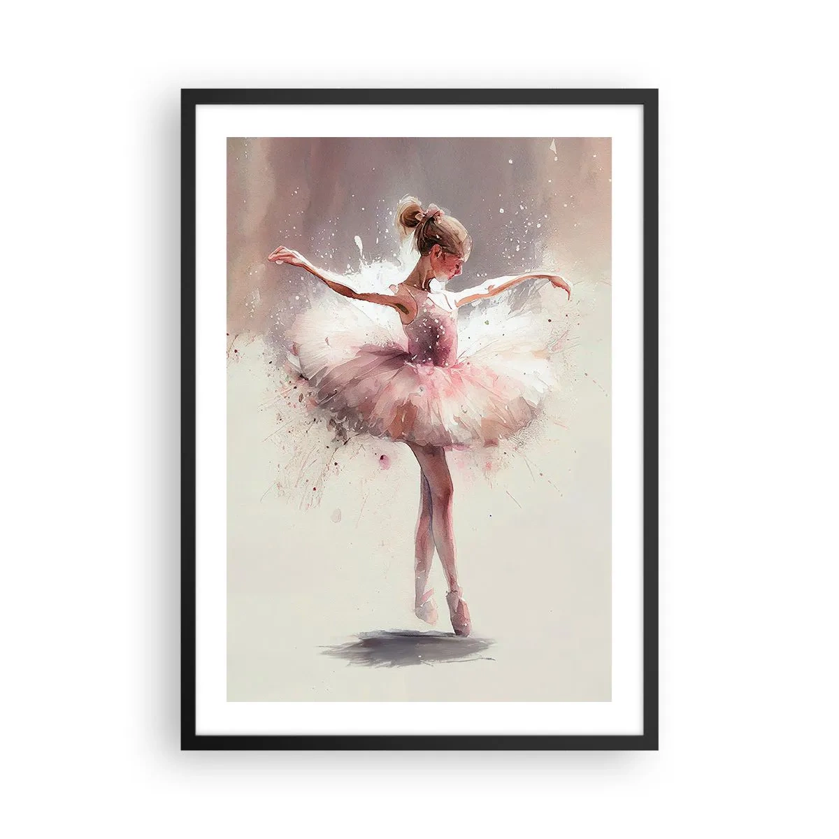Póster en marco negro - Bailarina en movimiento artístico - 50x70cm - Como un pájaro joven - Decoración de pared moderna para salón y dormitorio ARTTOR