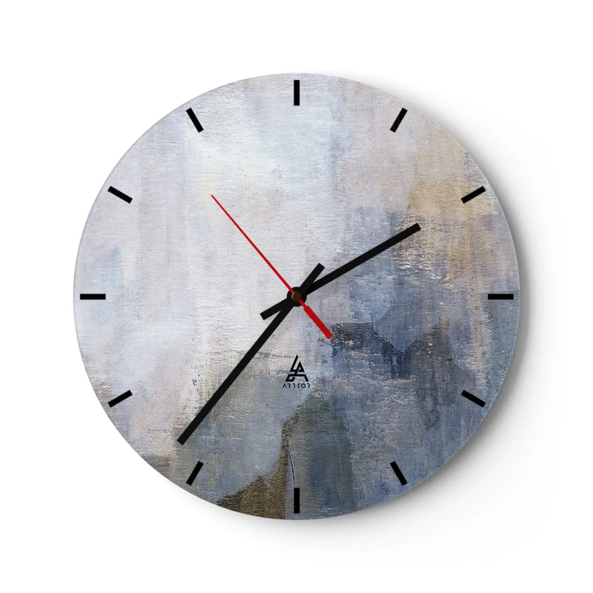 Reloj de pared - Reloj de vidrio - Composición abstracta en tonos azules y grises. - 30x30cm - Tonos de color - Decoración de pared moderna para salón, cocina y dormitorio ARTTOR
