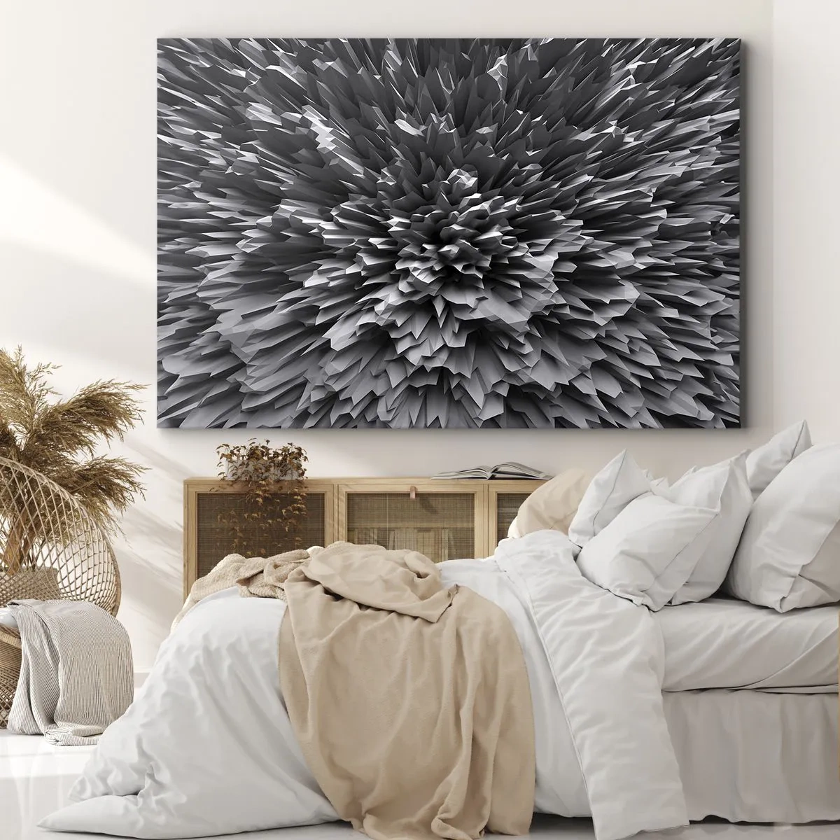 Cuadro sobre lienzo - Impresión de Imagen - Estructura abstracta en tonos de gris - 70x50cm - No puede ser más afilado - Decoración de pared moderna para salón y dormitorio ARTTOR