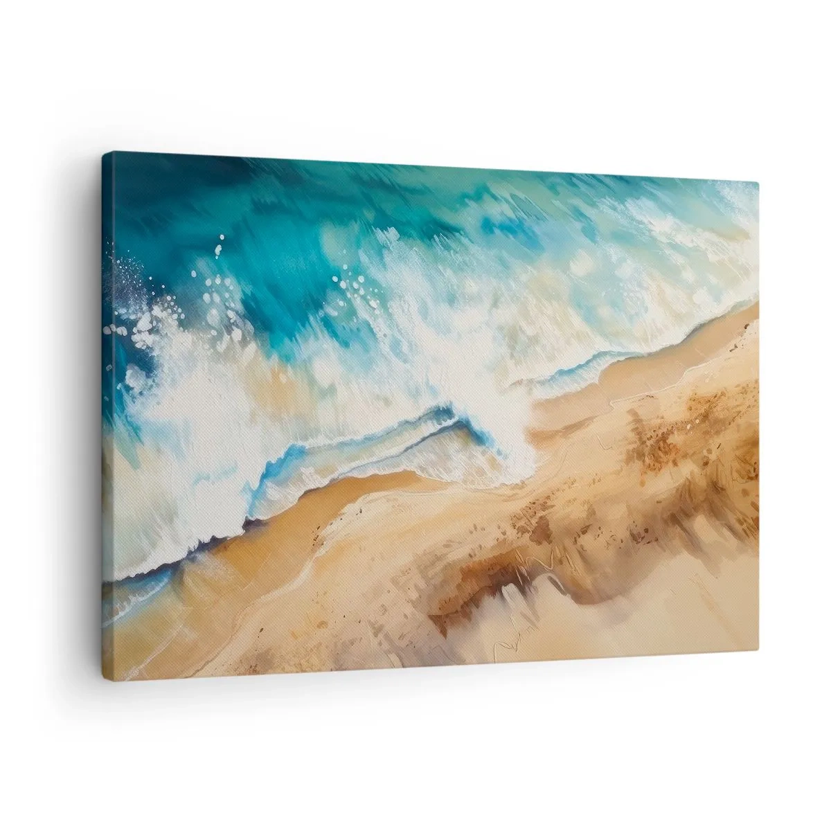 Cuadro sobre lienzo - Impresión de Imagen - Una ola del mar rompiendo contra la orilla arenosa - 70x50cm - Olas recurrentes - Decoración de pared moderna para salón y dormitorio ARTTOR