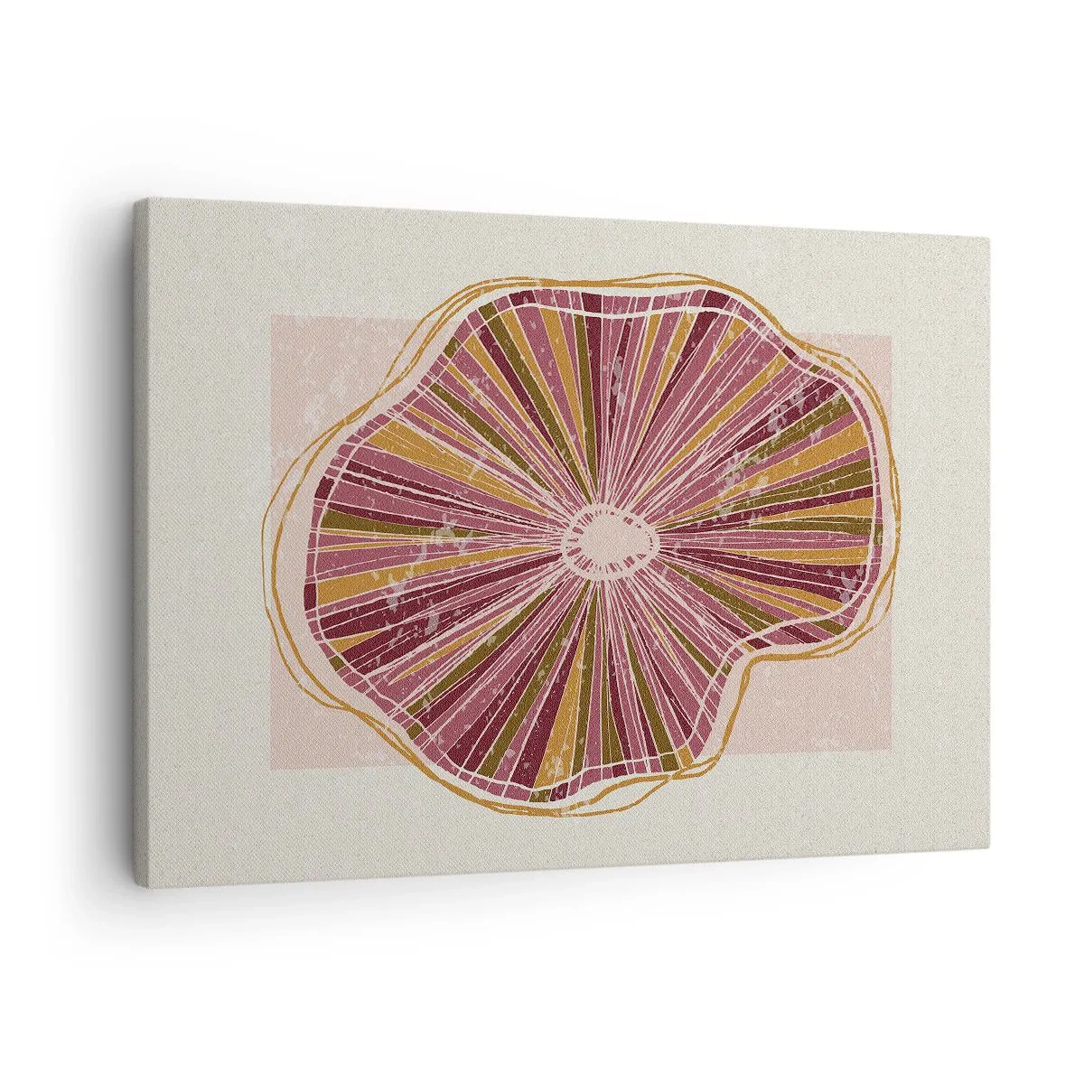 Cuadro sobre lienzo - Impresión de Imagen - Patrón abstracto de rodajas de árbol en tonos rosados - 70x50cm - Abstracción radiante - Decoración de pared moderna para salón y dormitorio ARTTOR