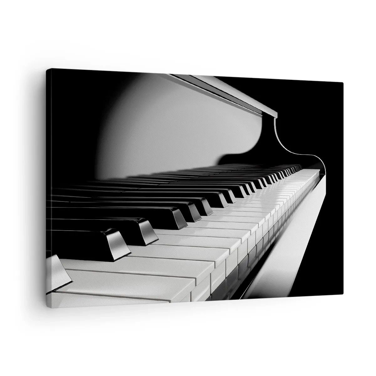Cuadro sobre lienzo - Impresión de Imagen - Teclas de piano en una elegante fotografía en blanco y negro - 70x50cm - Armonía musical - Decoración de pared moderna para salón y dormitorio ARTTOR
