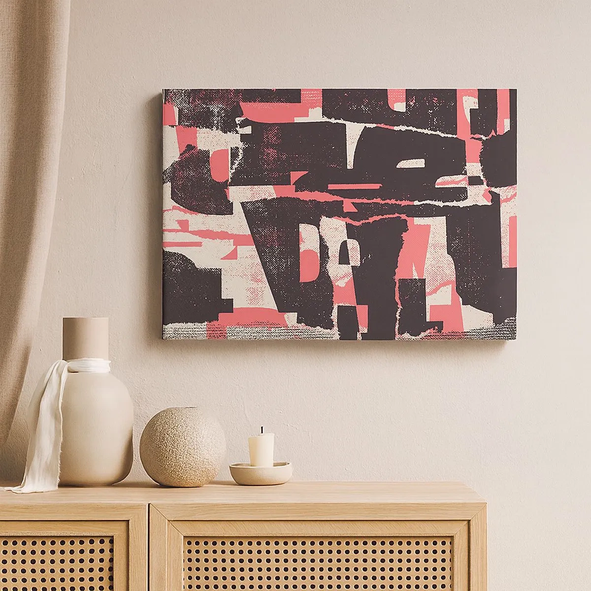 Cuadro sobre lienzo - Impresión de Imagen - Una composición abstracta en tonos rosa y marrón. - 70x50cm - Todo el ajetreo - Decoración de pared moderna para salón y dormitorio ARTTOR