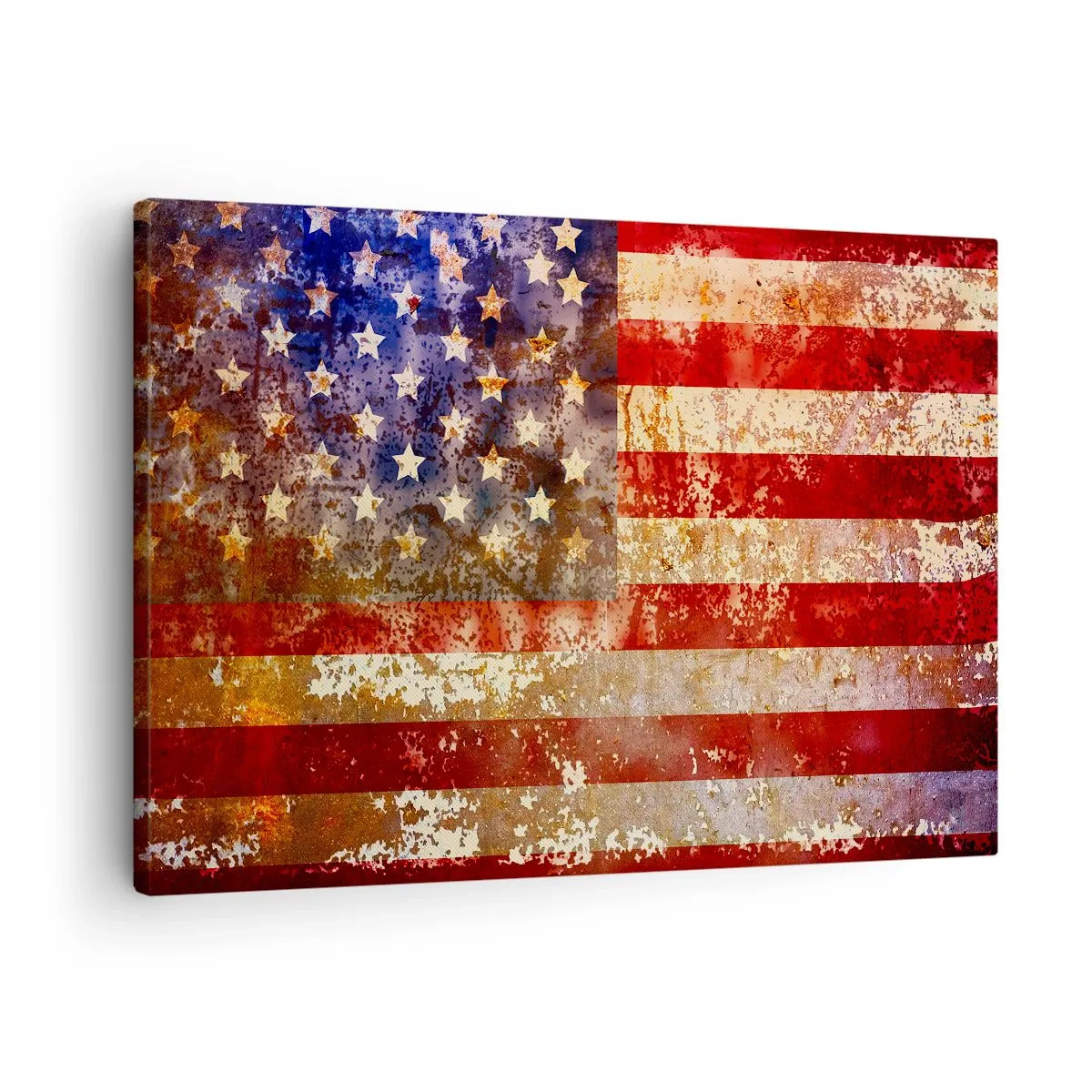 Cuadro sobre lienzo - Impresión de Imagen - Bandera estadounidense estilizada con efecto envejecido - 70x50cm - La gloria no pasa - Decoración de pared moderna para salón y dormitorio ARTTOR