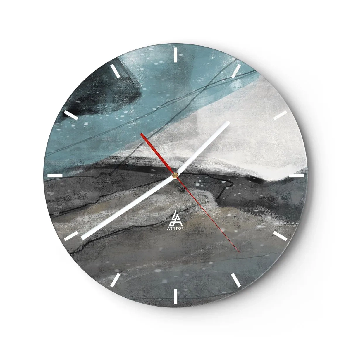 Reloj de pared - Reloj de vidrio - Una composición abstracta que se asemeja a un glaciar y rocas. - 30x30cm - Abstracción: rocas y hielo - Decoración de pared moderna para salón, cocina y dormitorio ARTTOR