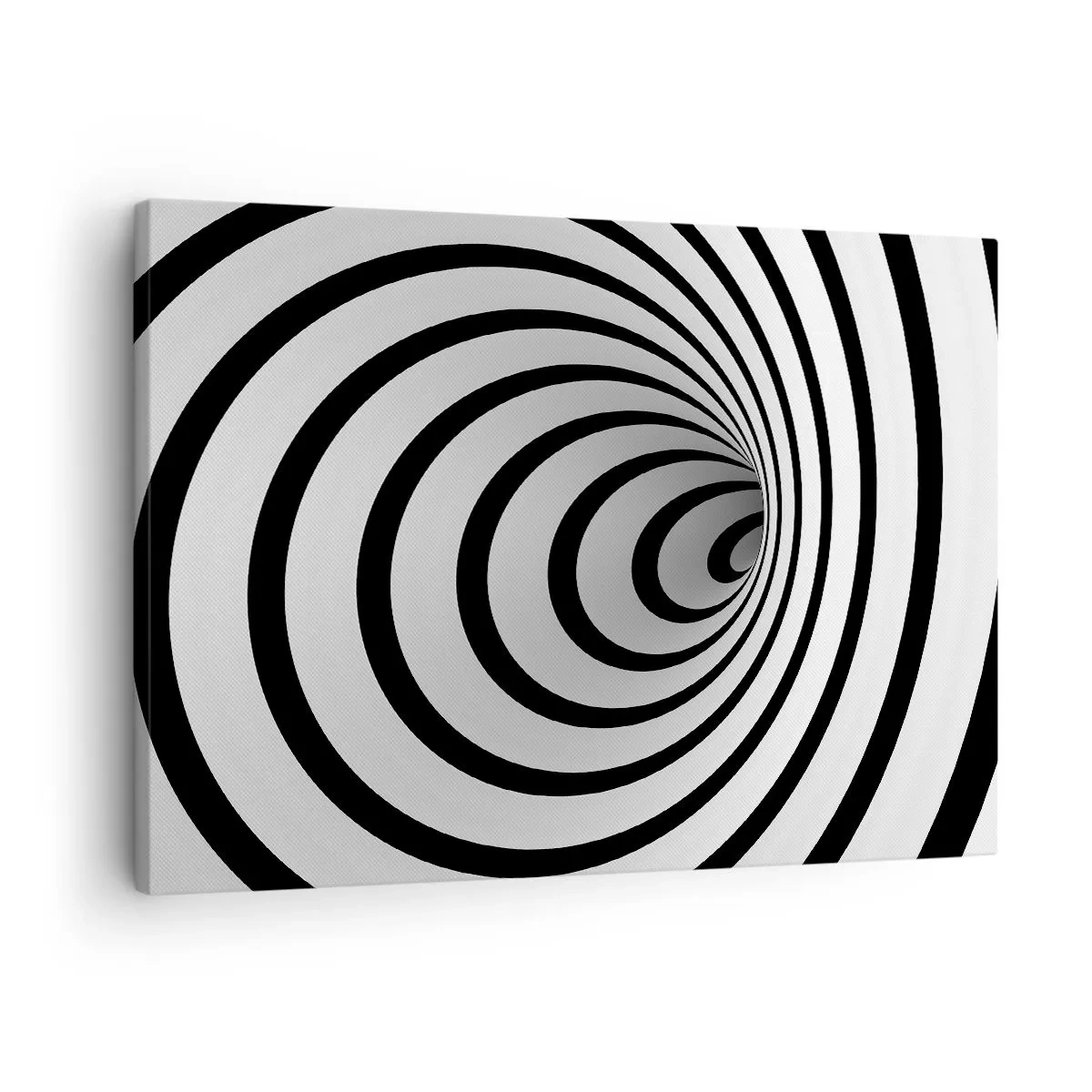 Cuadro sobre lienzo - Impresión de Imagen - Una espiral en blanco y negro que crea un efecto hipnótico. - 70x50cm - ¿Tampoco puedes resistirte? - Decoración de pared moderna para salón y dormitorio ARTTOR