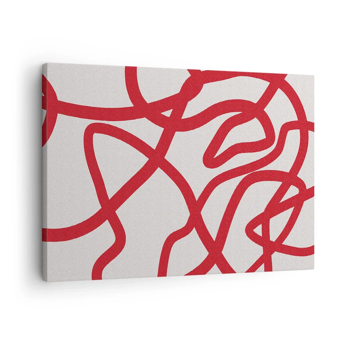 Cuadro sobre lienzo - Impresión de Imagen - Líneas abstractas rojas sobre un fondo blanco - 70x50cm - Rojo sobre blanco - Decoración de pared moderna para salón y dormitorio ARTTOR