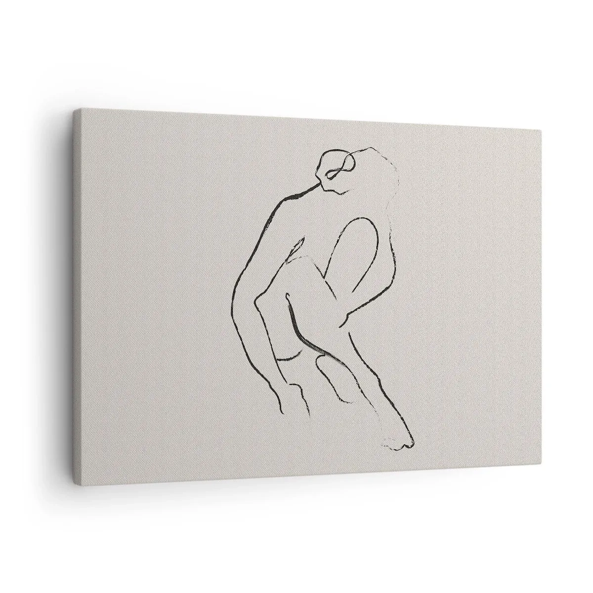 Cuadro sobre lienzo - Impresión de Imagen - Una silueta minimalista en negro sobre un fondo claro. - 70x50cm - Boceto íntimo - Decoración de pared moderna para salón y dormitorio ARTTOR