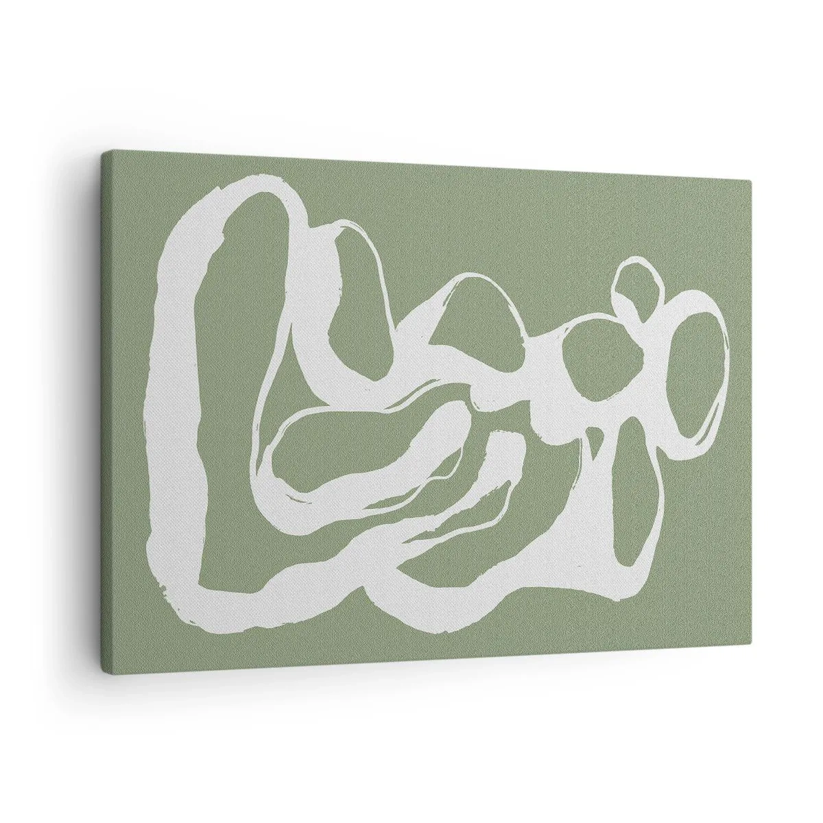 Cuadro sobre lienzo - Impresión de Imagen - Formas orgánicas en blanco sobre fondo verde. - 70x50cm - La llamada del espacio - Decoración de pared moderna para salón y dormitorio ARTTOR