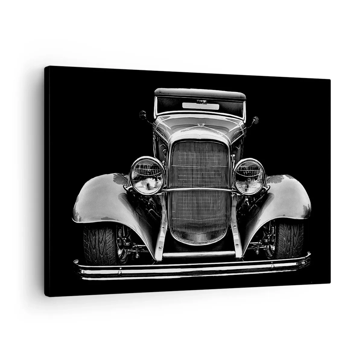 Cuadro sobre lienzo - Impresión de Imagen - Un coche clásico en blanco y negro. - 70x50cm - Un verdadero caballero - Decoración de pared moderna para salón y dormitorio ARTTOR