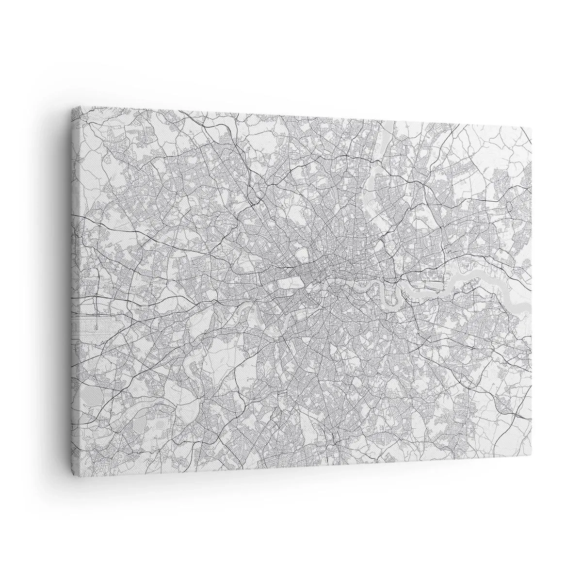 Cuadro sobre lienzo - Impresión de Imagen - Un mapa de ciudad minimalista en tonos grises - 70x50cm - Un mapa del laberinto de Londres - Decoración de pared moderna para salón y dormitorio ARTTOR