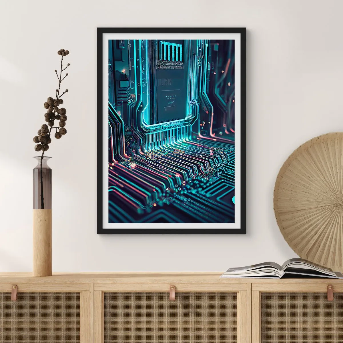 Póster en marco negro - Una visión futurista de un circuito integrado - 50x70cm - Mi forma de pensar - Decoración de pared moderna para salón y dormitorio ARTTOR