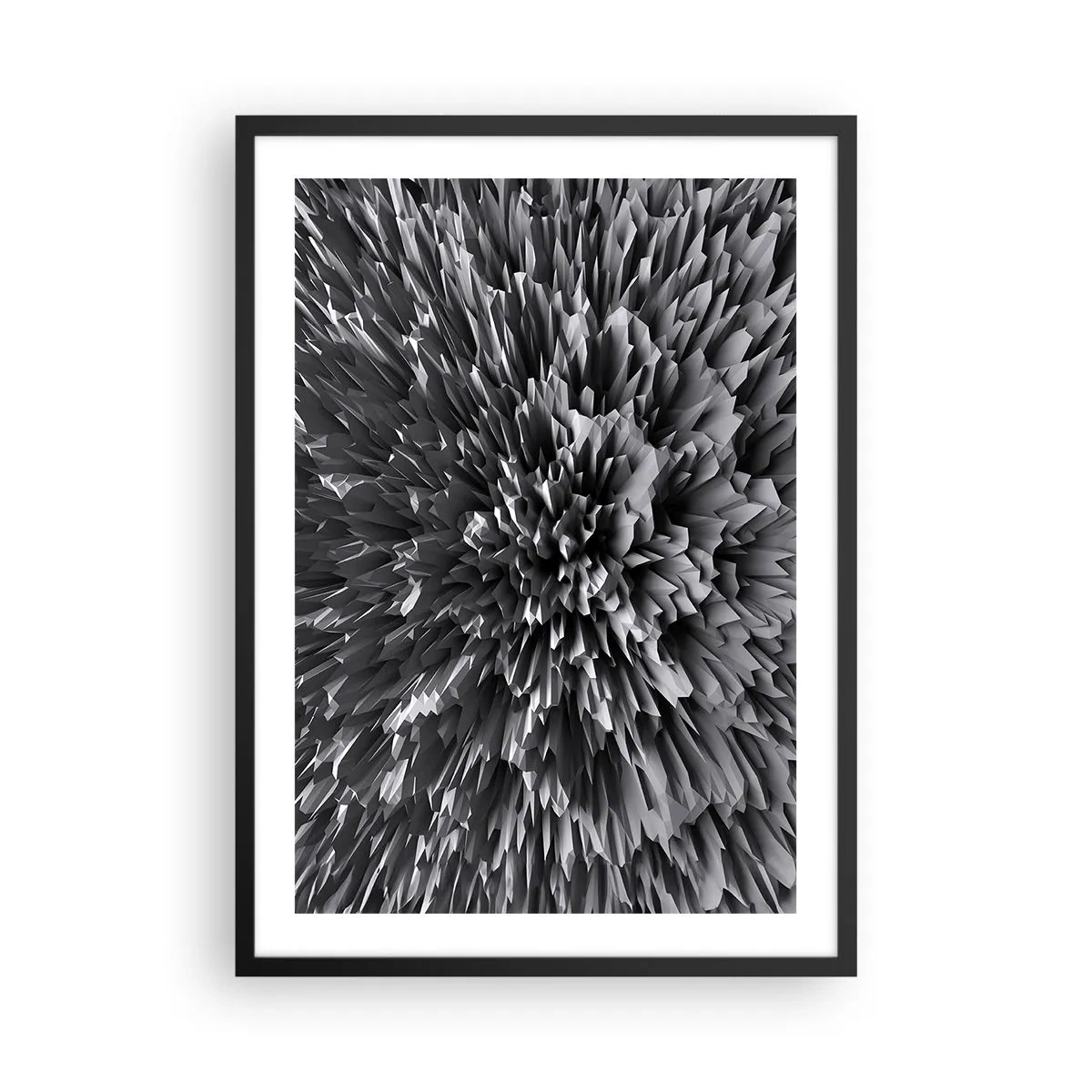 Póster en marco negro - Composición abstracta en blanco y negro con formas geométricas. - 50x70cm - No puede ser más afilado - Decoración de pared moderna para salón y dormitorio ARTTOR