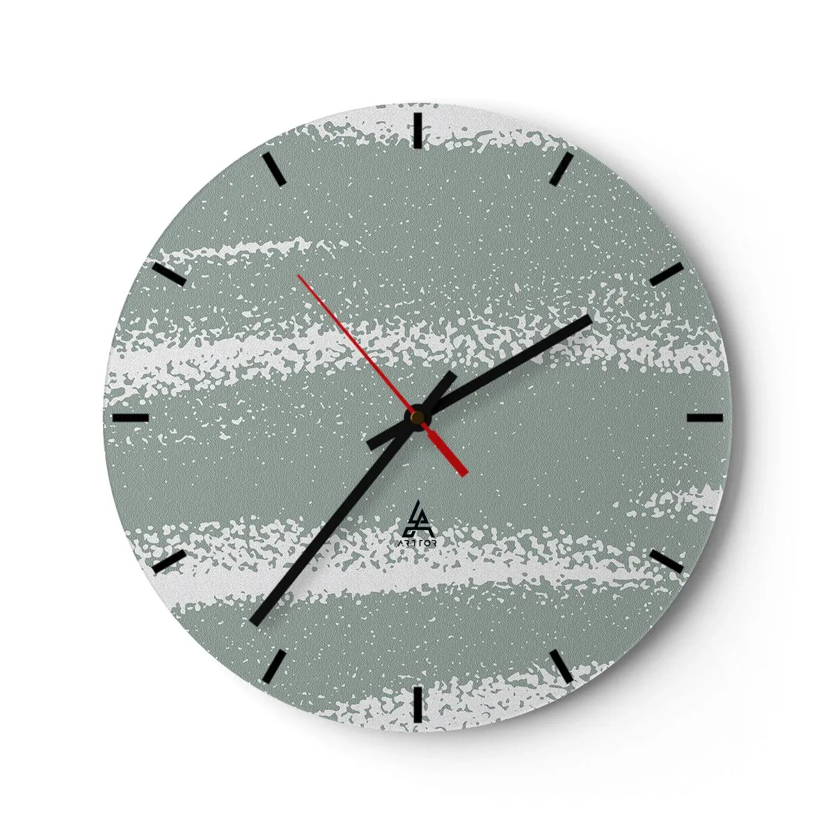 Reloj de pared - Reloj de vidrio - Estructura invernal con abrasiones en tono verdoso. - 30x30cm - Abstracción invernal - Decoración de pared moderna para salón, cocina y dormitorio ARTTOR