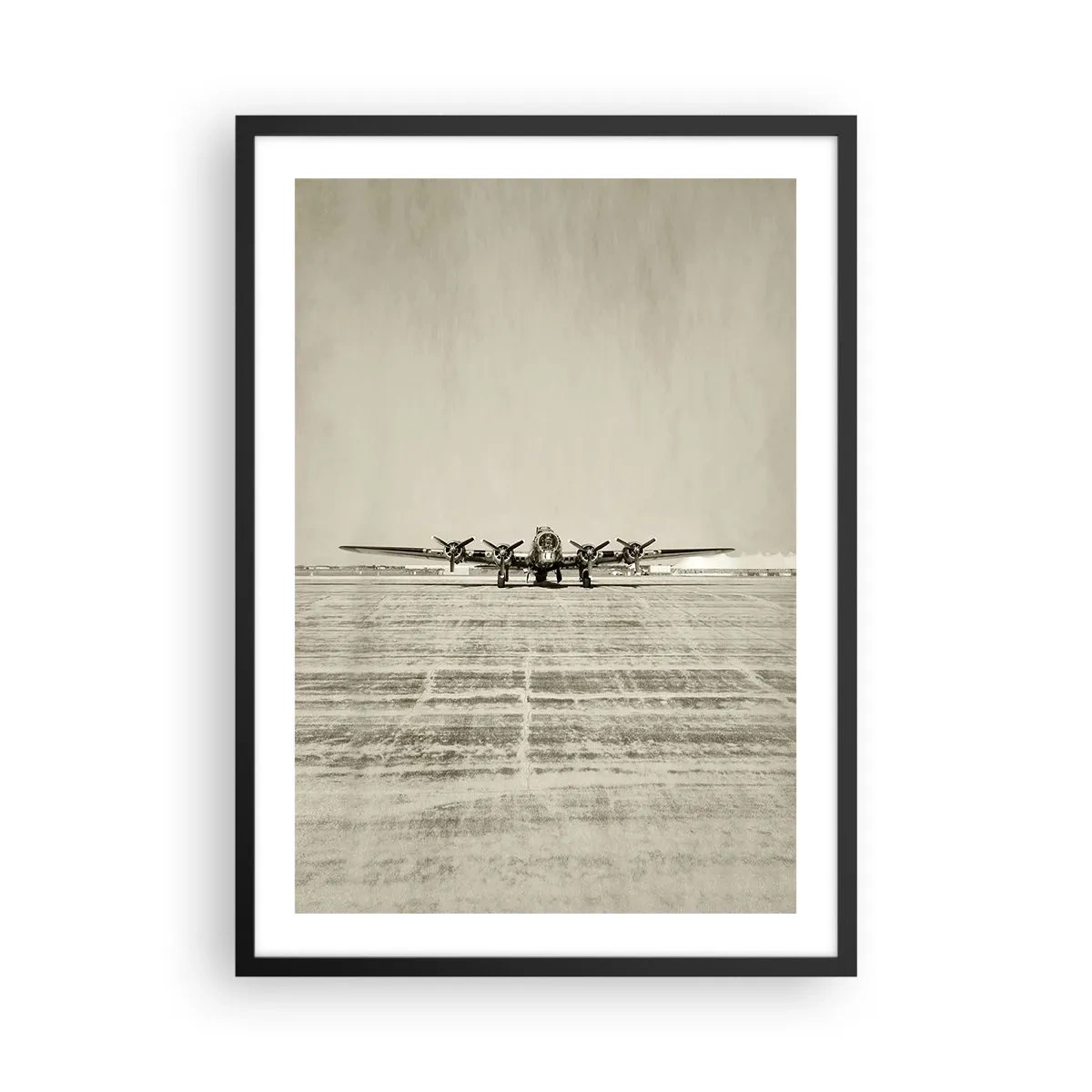 Póster en marco negro - Un avión antiguo en la pista - 50x70cm - Como siempre, preparado - Decoración de pared moderna para salón y dormitorio ARTTOR