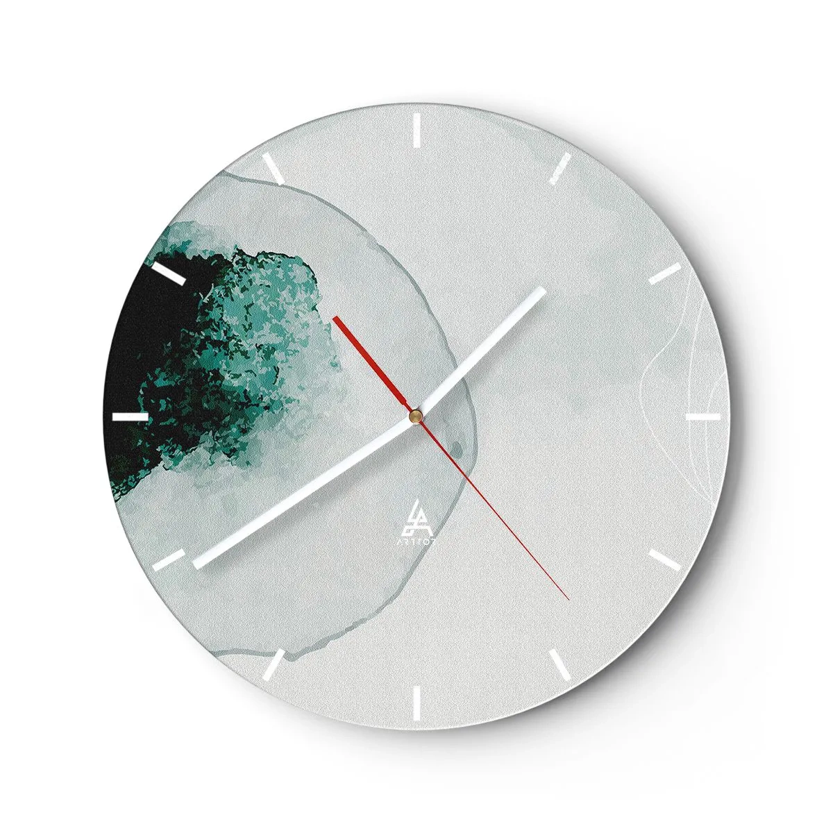 Reloj de pared - Reloj de vidrio - Una composición artística que se asemeja a una gota de agua con vegetación. - 30x30cm - En una gota de agua - Decoración de pared moderna para salón, cocina y dormitorio ARTTOR