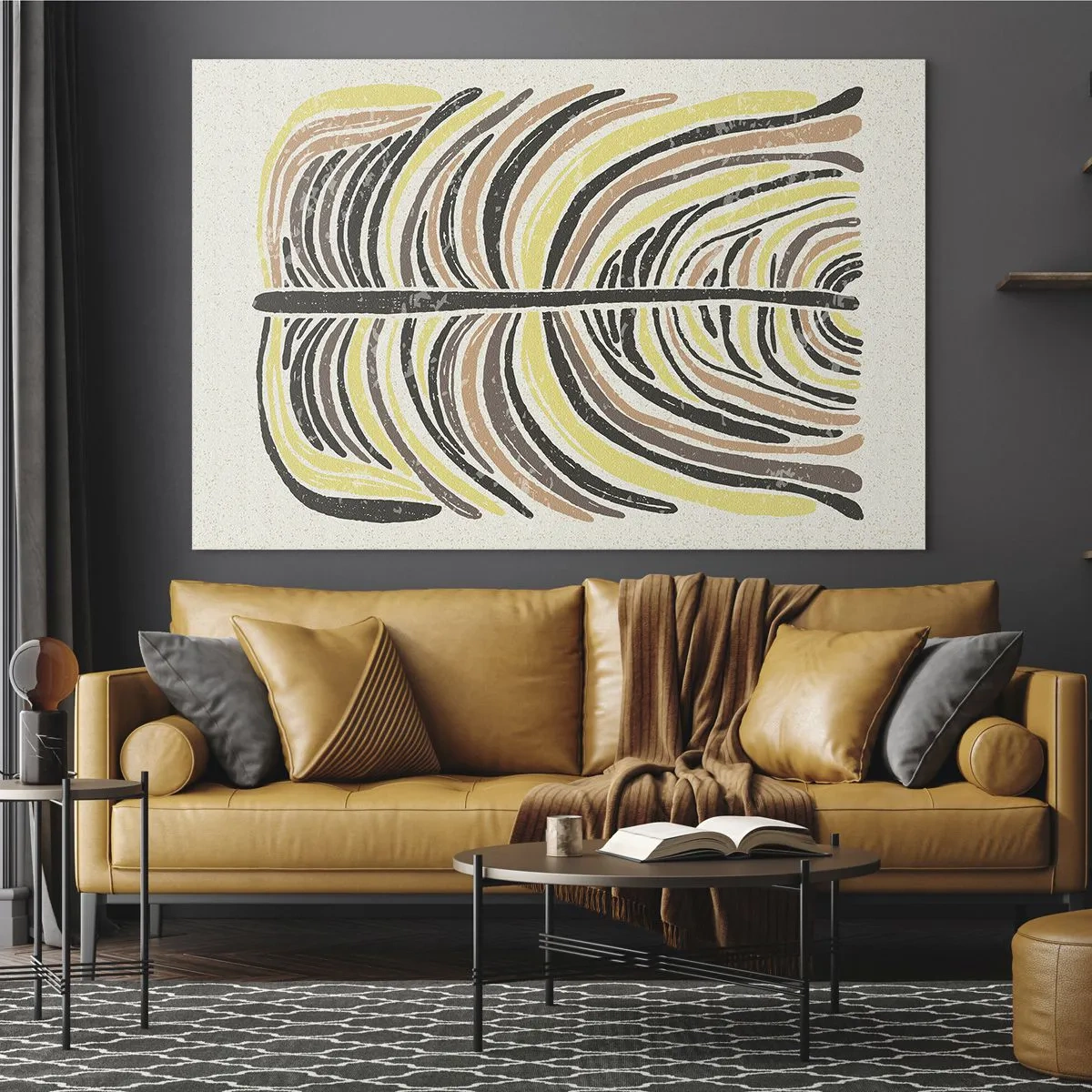 Cuadro sobre vidrio - Impresiones sobre Vidrio - Abstracción orgánica en tonos terrosos cálidos sobre un fondo claro. - 70x50cm - Abstracción vibrante - Decoración de pared moderna para salón y dormitorio ARTTOR