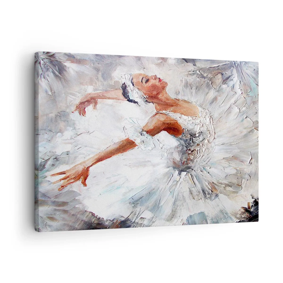 Cuadro sobre lienzo - Impresión de Imagen - Una bailarina con un vestido blanco bailando. - 70x50cm - Suave y ligera - Decoración de pared moderna para salón y dormitorio ARTTOR