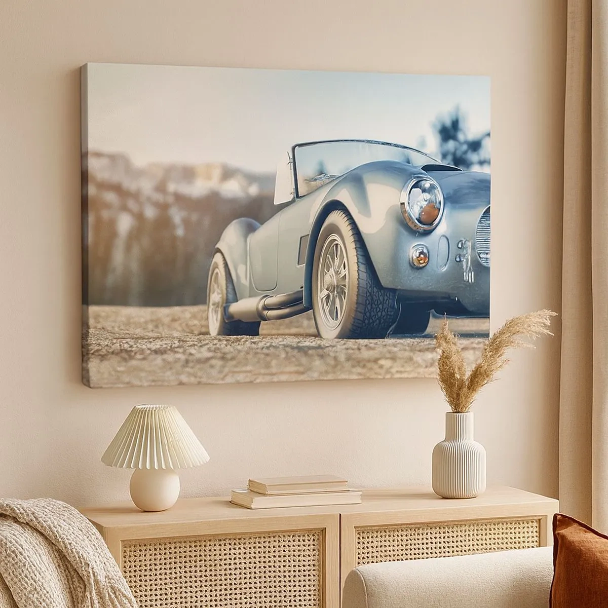 Cuadro sobre lienzo - Impresión de Imagen - Coche clásico descapotable en un entorno pintoresco - 70x50cm - Porque el estilo importa - Decoración de pared moderna para salón y dormitorio ARTTOR