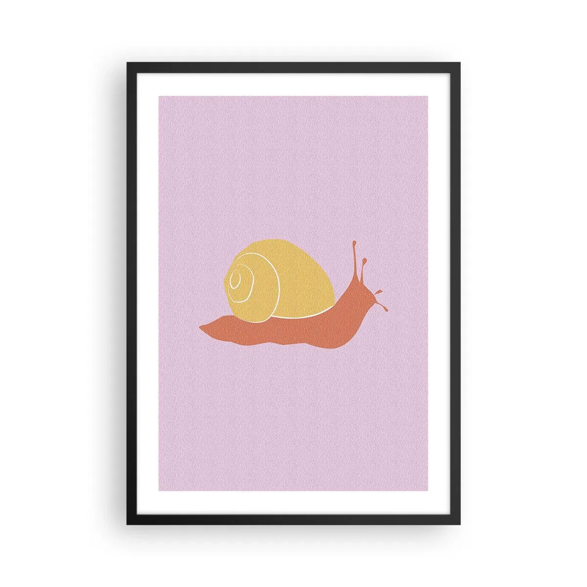Póster en marco negro - Gráfico minimalista de caracol sobre un fondo pastel. - 50x70cm - No hay prisa - Decoración de pared moderna para salón y dormitorio ARTTOR