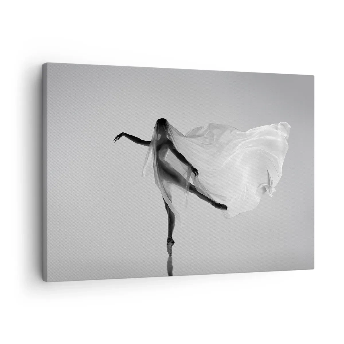 Cuadro sobre lienzo - Impresión de Imagen - Una bailarina en una pose etérea con tela fluida. - 70x50cm - Ligereza y gracia - Decoración de pared moderna para salón y dormitorio ARTTOR