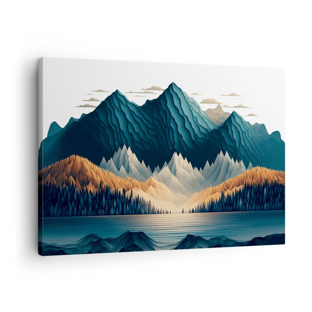 Cuadro sobre lienzo - Impresión de Imagen - Montañas pintorescas sobre el lago al atardecer - 70x50cm - Paisaje perfecto de montañas - Decoración de pared moderna para salón y dormitorio ARTTOR
