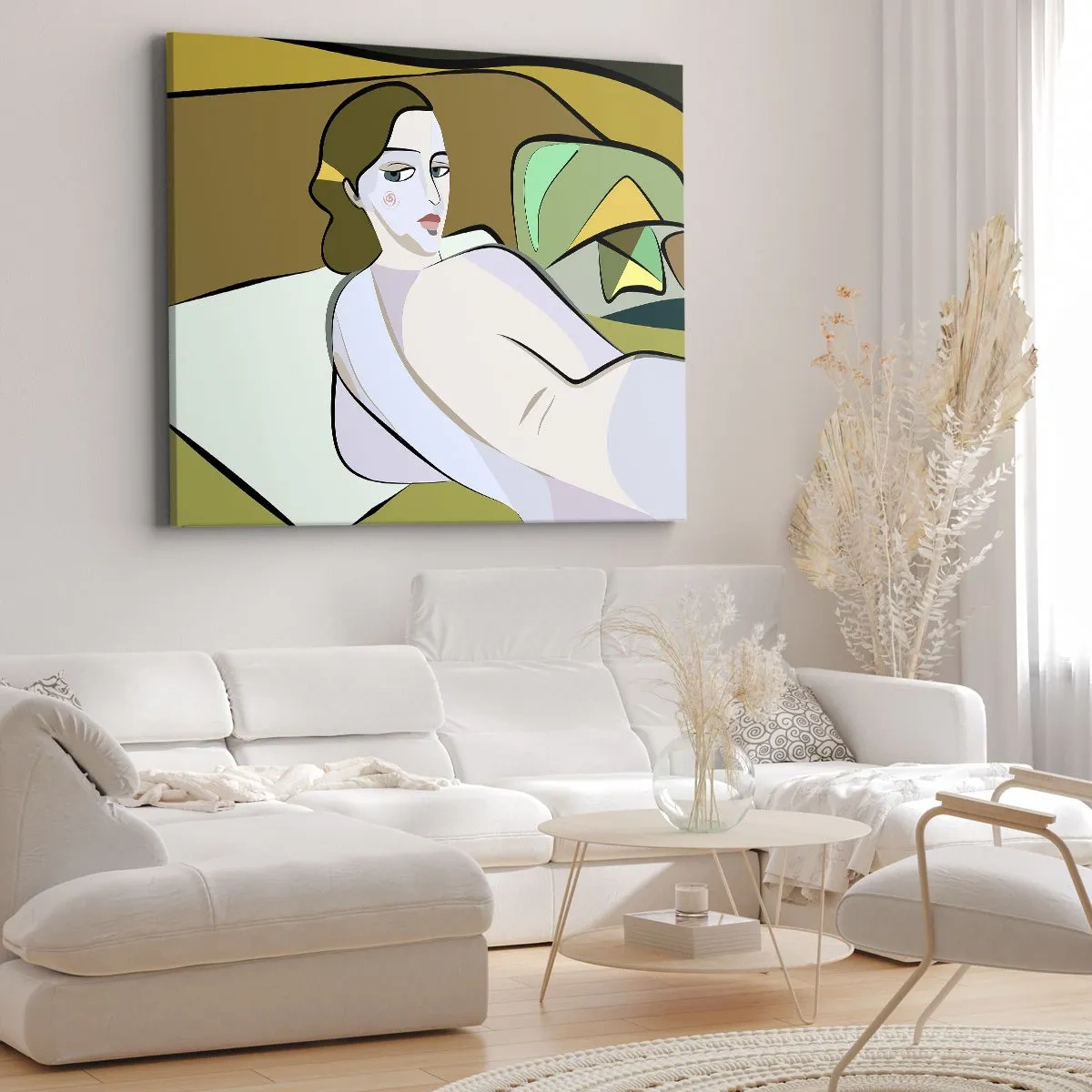 Cuadro sobre lienzo - Impresión de Imagen - Figura abstracta de estilo moderno. - 70x50cm - Retrato íntimo - Decoración de pared moderna para salón y dormitorio ARTTOR