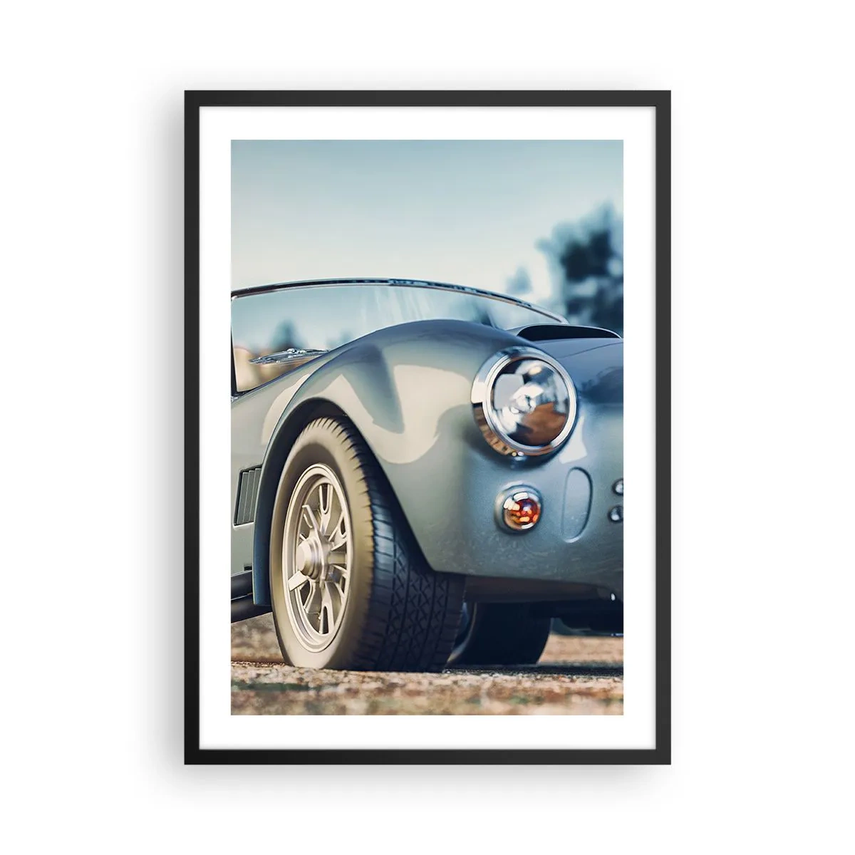 Póster en marco negro - Un coche retro clásico contra un fondo borroso. - 50x70cm - Porque el estilo importa - Decoración de pared moderna para salón y dormitorio ARTTOR
