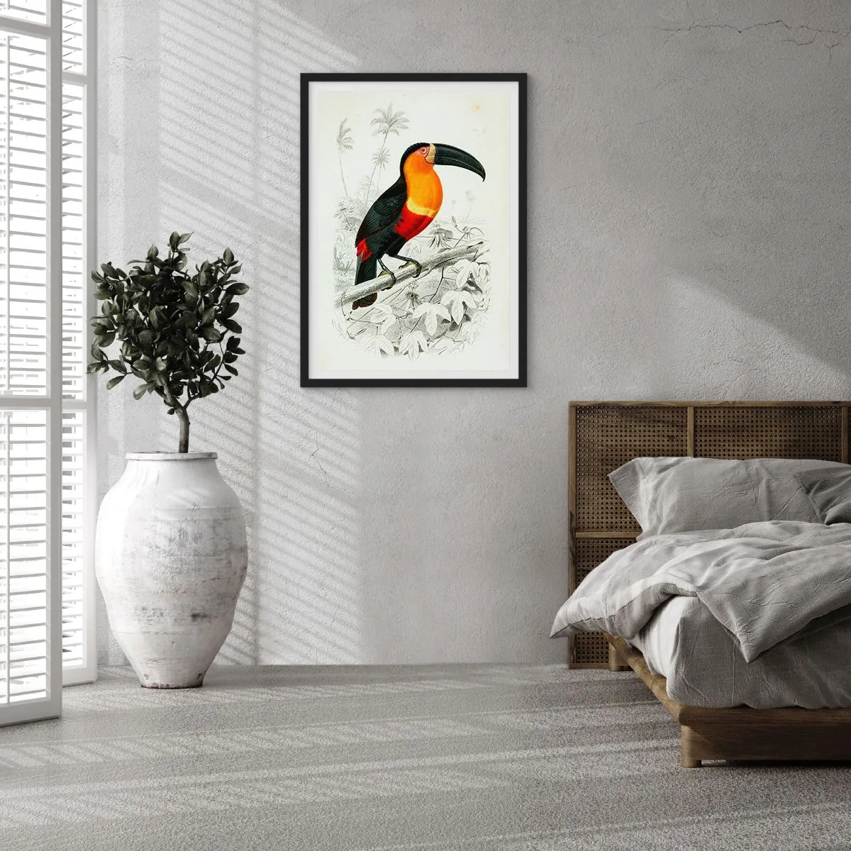 Póster en marco negro - Retrato de loro - 50x70cm - Colores de ave - Decoración de pared moderna para salón y dormitorio ARTTOR