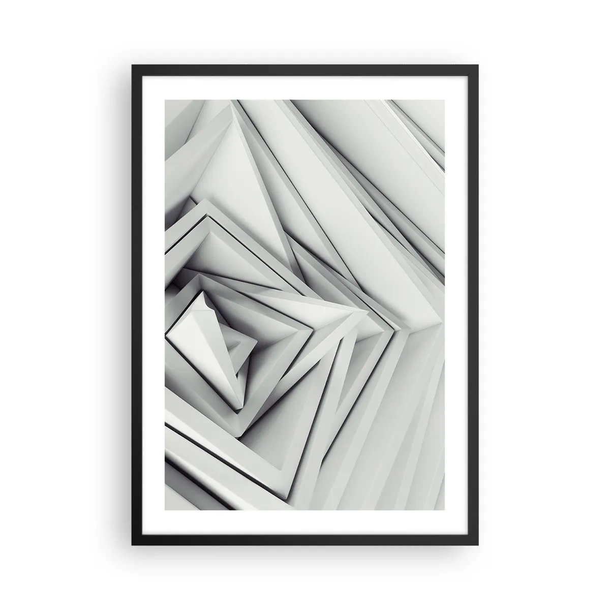 Póster en marco negro - Composición abstracta de triángulos geométricos en 3D - 50x70cm - Ángulos afilados - Decoración de pared moderna para salón y dormitorio ARTTOR