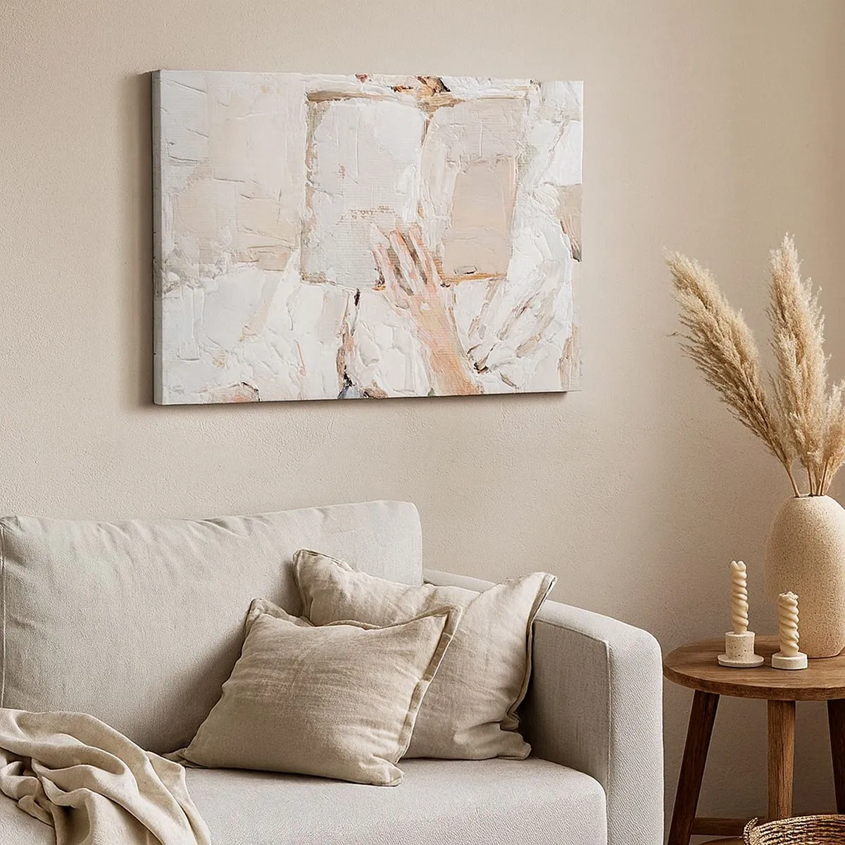 Cuadro sobre lienzo - Impresión de Imagen - Una pintura impresionista de una mano sosteniendo un libro abierto. - 70x50cm - En otro mundo - Decoración de pared moderna para salón y dormitorio ARTTOR