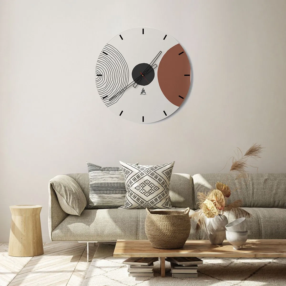 Reloj de pared - Reloj de vidrio - Líneas concéntricas y círculos geométricos en contraste - 30x30cm - En el centro de la atención - Decoración de pared moderna para salón, cocina y dormitorio ARTTOR