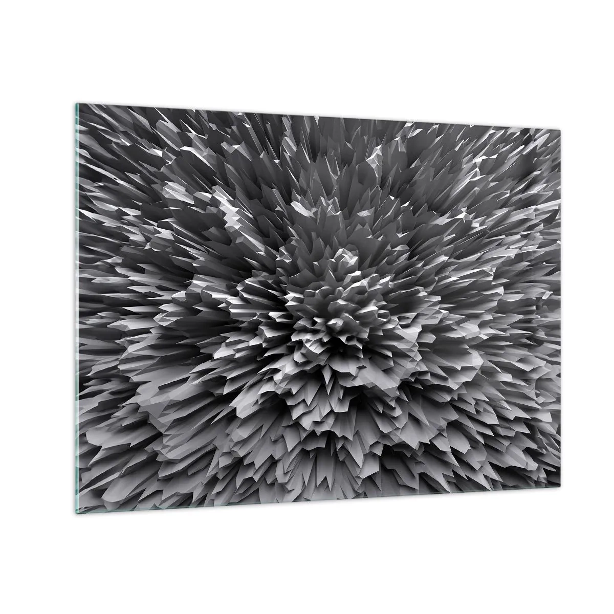 Cuadro sobre vidrio - Impresiones sobre Vidrio - Estructura 3D abstracta en blanco y negro con bordes afilados - 70x50cm - No puede ser más afilado - Decoración de pared moderna para salón y dormitorio ARTTOR