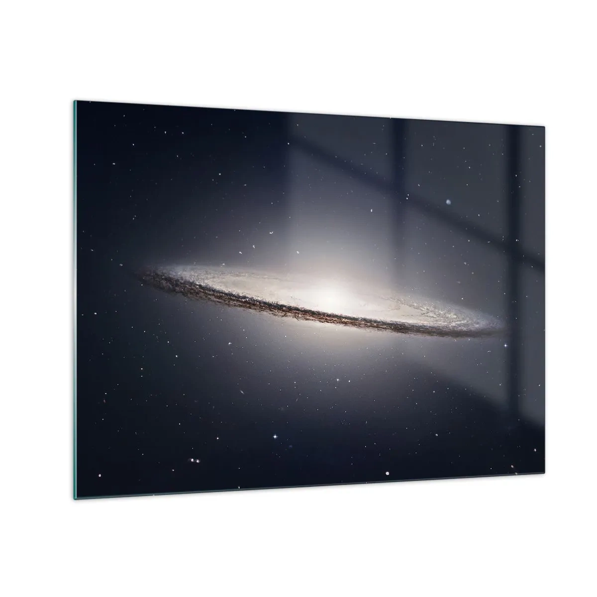 Cuadro sobre vidrio - Impresiones sobre Vidrio - Una galaxia espiral flotando en el espacio. - 70x50cm - Érase una vez en una galaxia muy, muy lejana.... - Decoración de pared moderna para salón y dormitorio ARTTOR