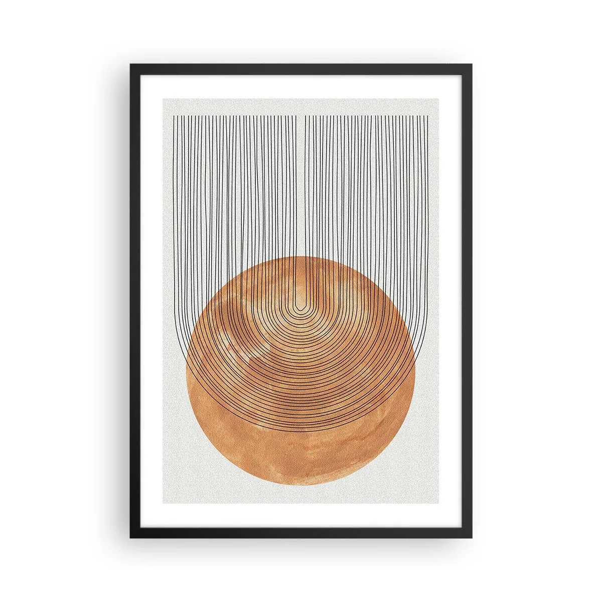 Póster en marco negro - Abstracción geométrica en tonos terrosos - 50x70cm - Una composición soleada - Decoración de pared moderna para salón y dormitorio ARTTOR