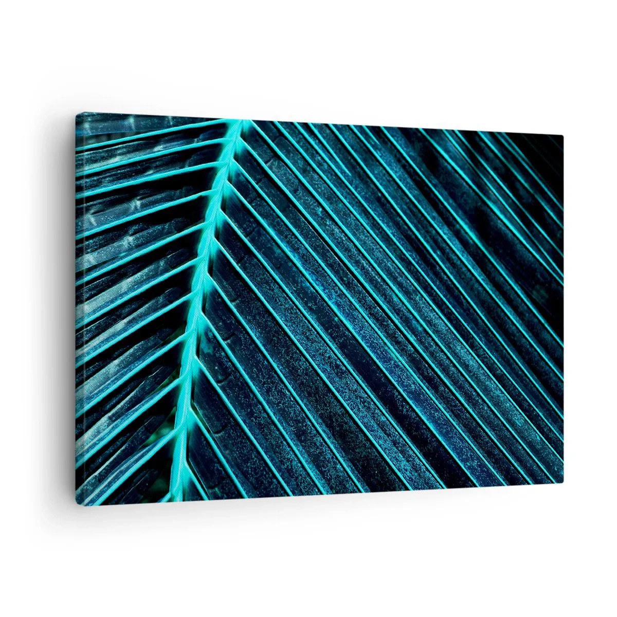 Cuadro sobre lienzo - Impresión de Imagen - Fotografía macro de una hoja en tonos turquesa y azul marino. - 70x50cm - La textura del verde - Decoración de pared moderna para salón y dormitorio ARTTOR