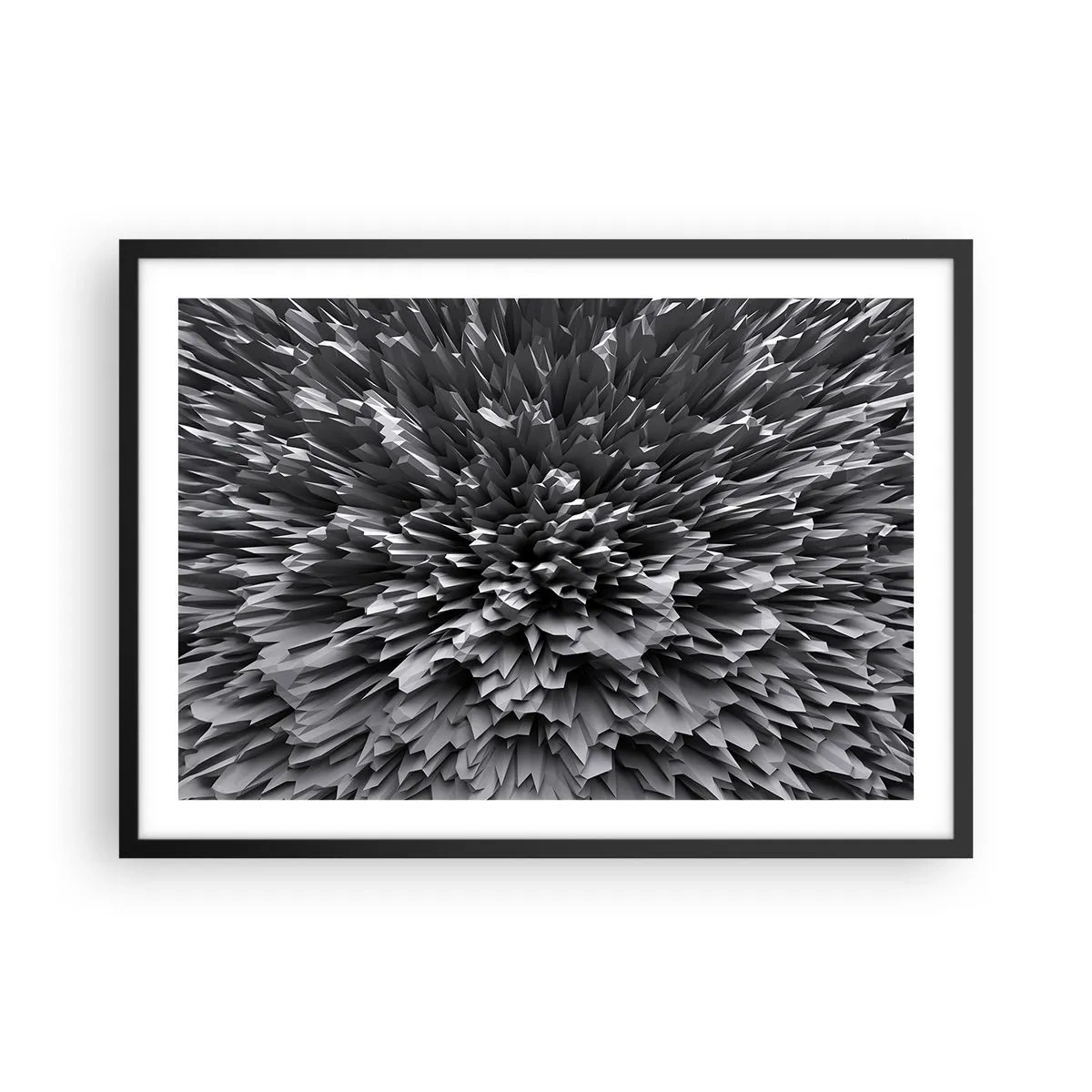 Póster en marco negro - Estructura abstracta en tonos de gris - 70x50cm - No puede ser más afilado - Decoración de pared moderna para salón y dormitorio ARTTOR