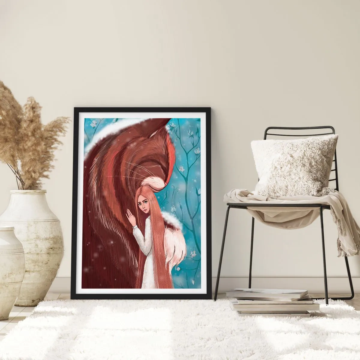 Póster en marco negro - Una presencia sentida - 50x70cm - Bienvenidos a un cuento de hadas - Decoración de pared moderna para salón y dormitorio ARTTOR
