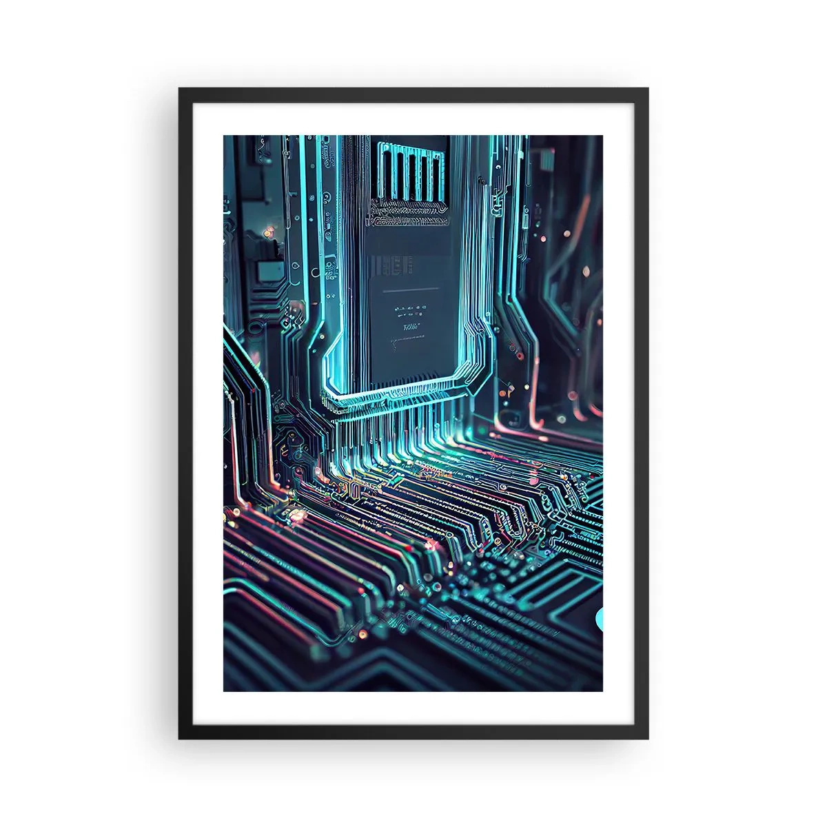 Póster en marco negro - Una visión futurista de un circuito integrado - 50x70cm - Mi forma de pensar - Decoración de pared moderna para salón y dormitorio ARTTOR