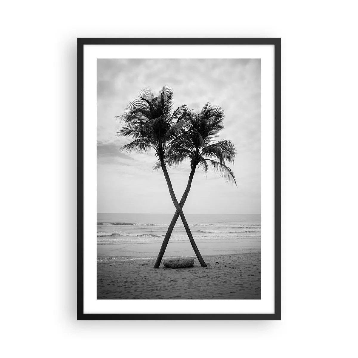 Póster en marco negro - Retiro escandinavo - 50x70cm - Las eternas inquilinas de la playa - Decoración de pared moderna para salón y dormitorio ARTTOR