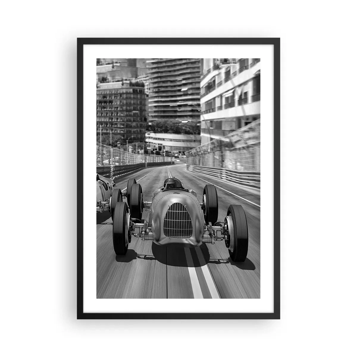 Póster en marco negro - Carreras de motor históricas de Montecarlo - 50x70cm - Érase una vez en Montecarlo - Decoración de pared moderna para salón y dormitorio ARTTOR