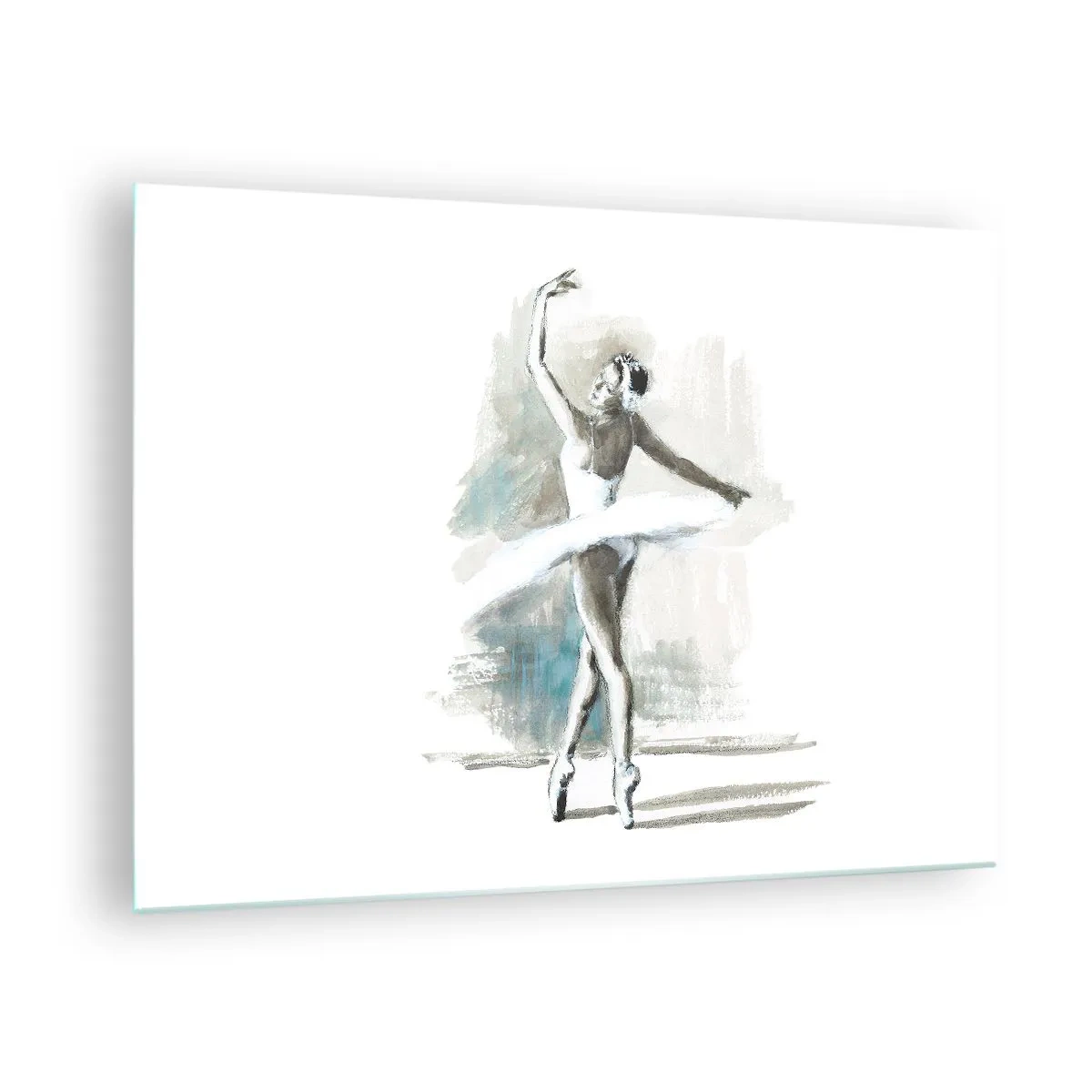 Cuadro sobre vidrio - Impresiones sobre Vidrio - Una bailarina en una pose de danza clásica. - 70x50cm - Encantada por un cisne - Decoración de pared moderna para salón y dormitorio ARTTOR