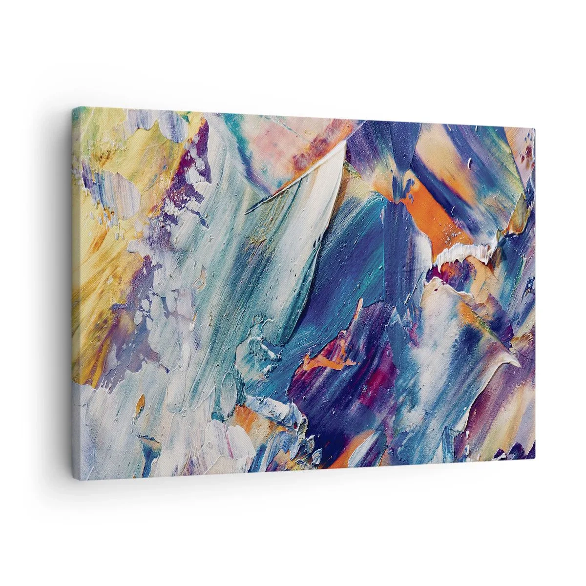 Cuadro sobre lienzo - Impresión de Imagen - Abstracción colorida con textura de pintura acrílica. - 70x50cm - Confusión de colores - Decoración de pared moderna para salón y dormitorio ARTTOR