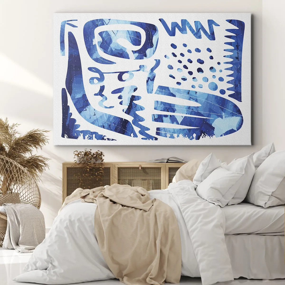 Cuadro sobre lienzo - Impresión de Imagen - Patrón abstracto en tonos azules - 70x50cm - Vuelta a las raíces - Decoración de pared moderna para salón y dormitorio ARTTOR