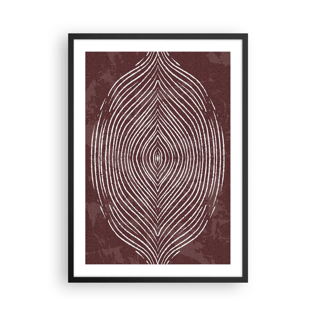 Póster en marco negro - Un patrón hipnótico de líneas blancas sobre un fondo marrón. - 50x70cm - El espacio habla - Decoración de pared moderna para salón y dormitorio ARTTOR