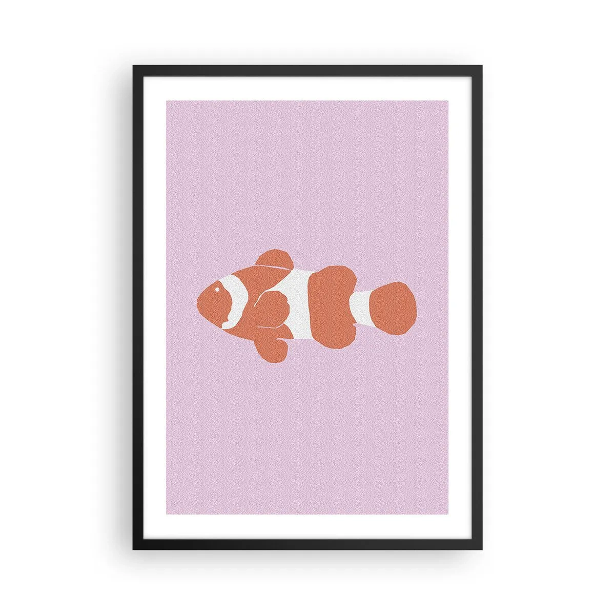 Póster en marco negro - Pez payaso naranja sobre un fondo morado - 50x70cm - Tratando de recordar el camino - Decoración de pared moderna para salón y dormitorio ARTTOR