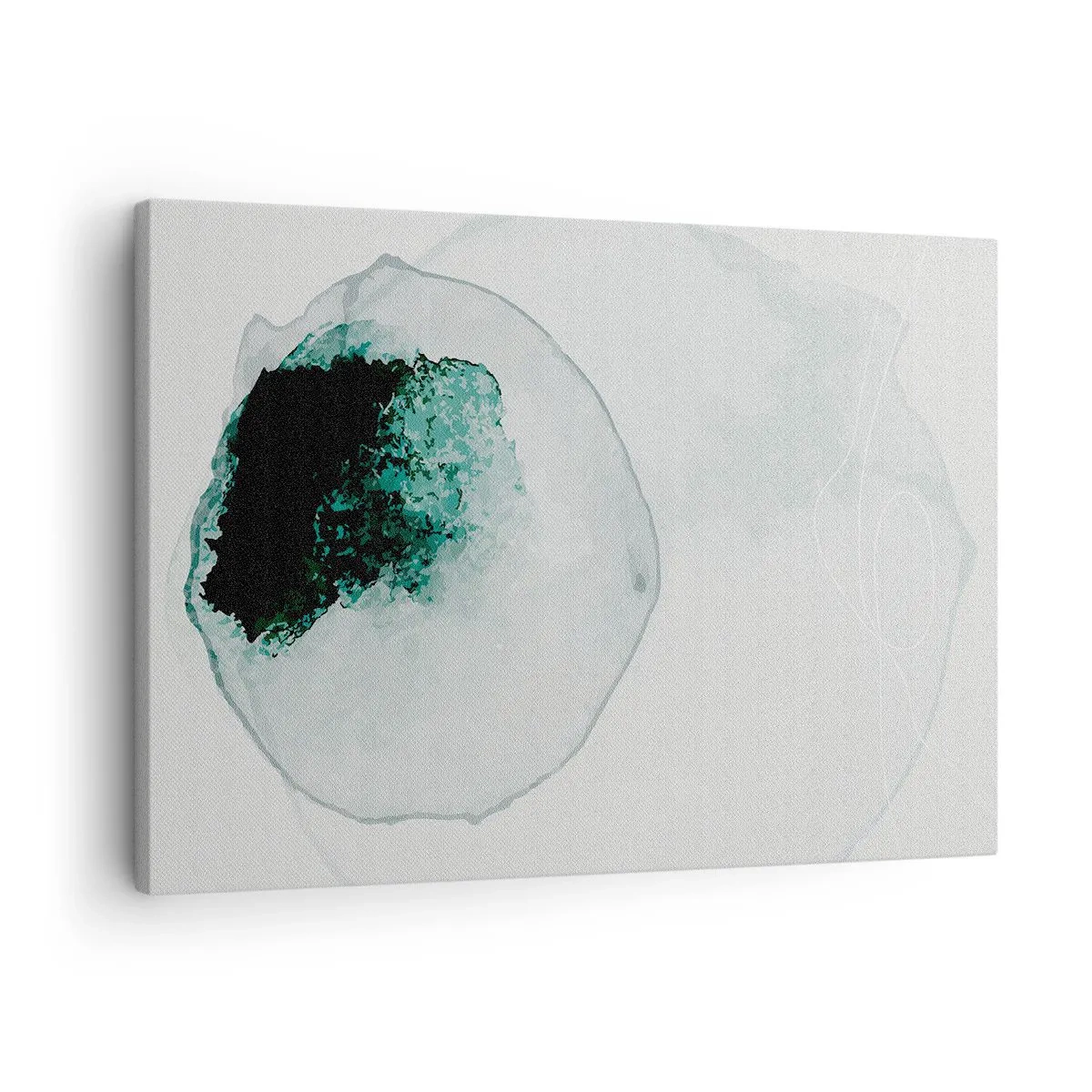 Cuadro sobre lienzo - Impresión de Imagen - Gota de agua abstracta con tonos de verde y negro. - 70x50cm - En una gota de agua - Decoración de pared moderna para salón y dormitorio ARTTOR