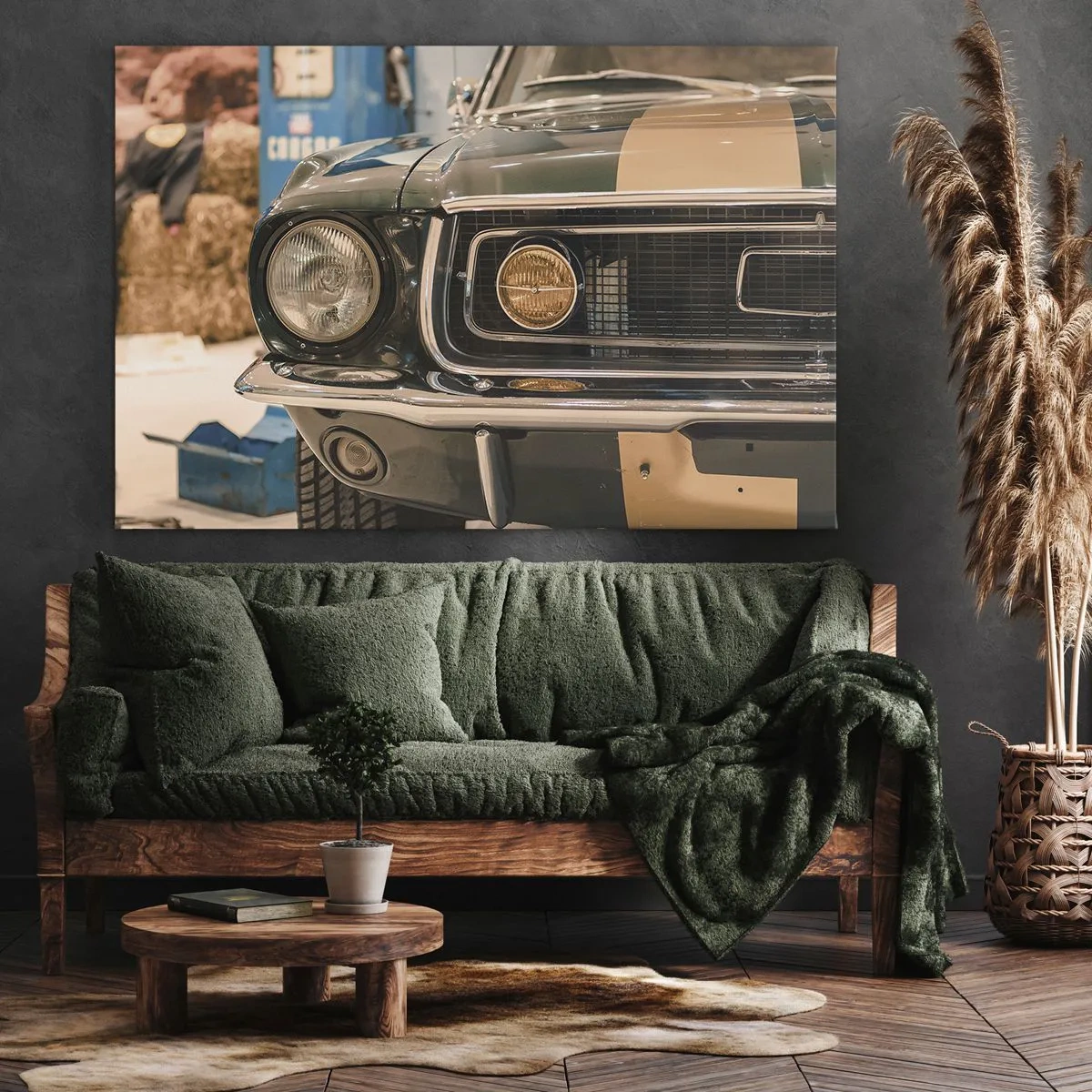 Cuadro sobre lienzo - Impresión de Imagen - Un coche retro icónico en un entorno clásico. - 70x50cm - Encuentro con una leyenda - Decoración de pared moderna para salón y dormitorio ARTTOR