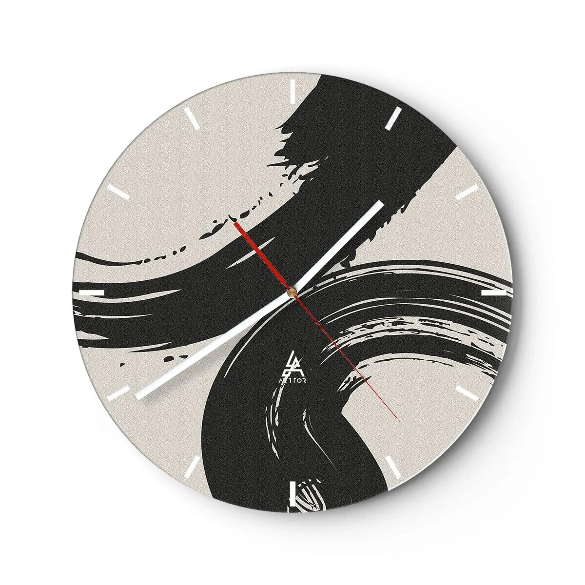 Reloj de pared - Reloj de vidrio - Trazos negros amplios sobre un fondo claro - 30x30cm - Barrido y circular - Decoración de pared moderna para salón, cocina y dormitorio ARTTOR