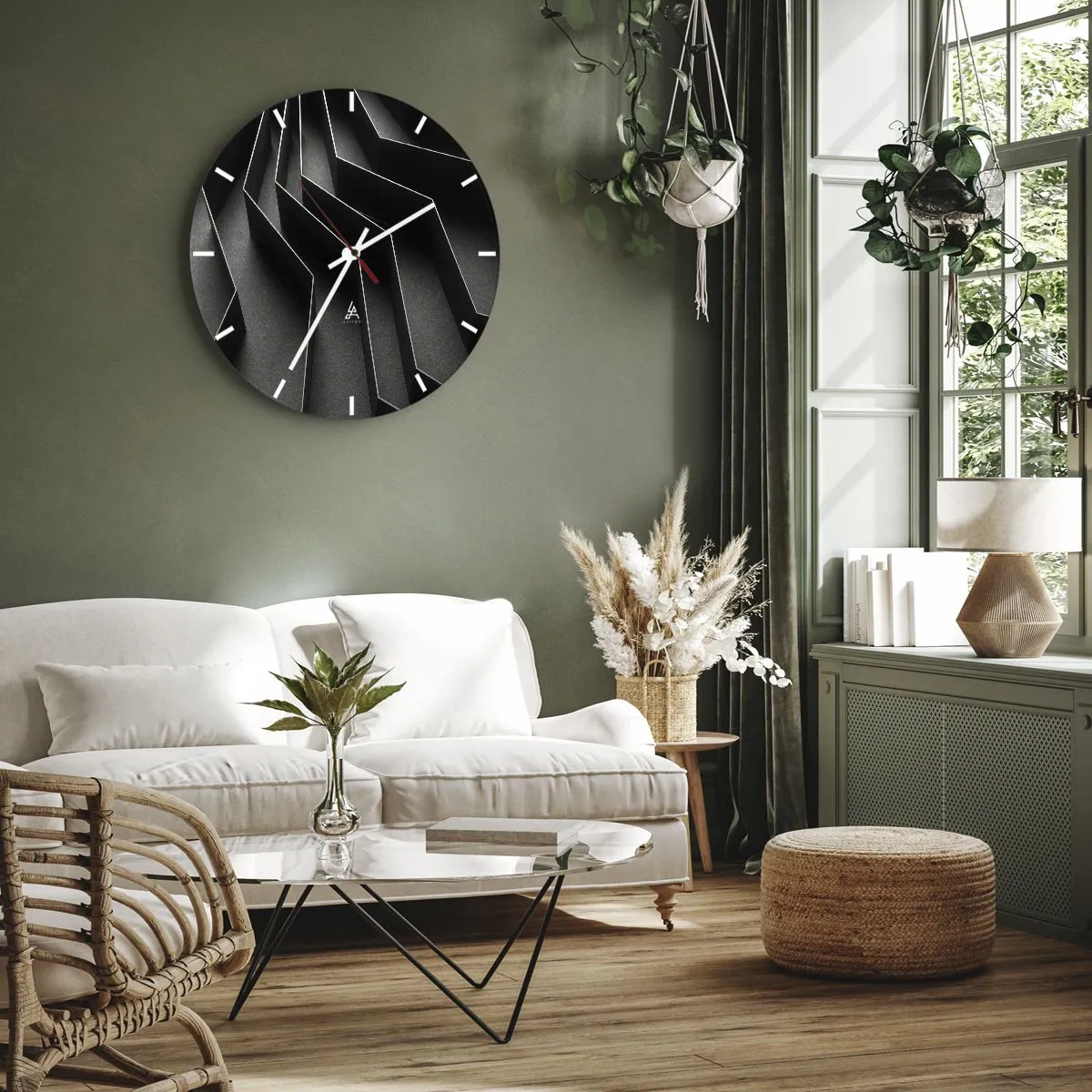 Reloj de pared - Reloj de vidrio - Estructura en blanco y negro con efecto de luz espacial. - 30x30cm - Orden espacial - Decoración de pared moderna para salón, cocina y dormitorio ARTTOR